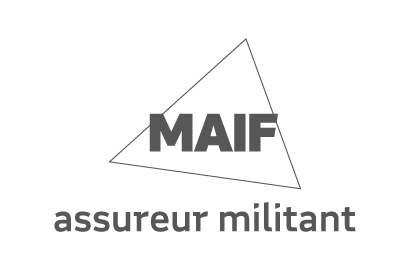 Logo MAIF avec le triangle en filaire gris