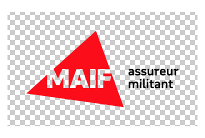 Bloc marque MAIF horizontal version transparent rouge signature noire