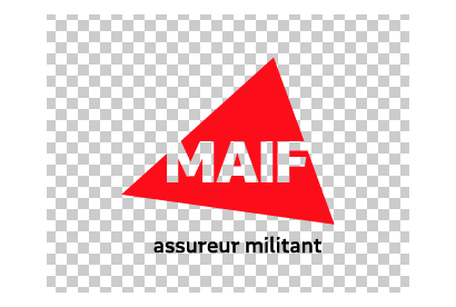 Bloc marque MAIF vertical Version transparent rouge signature noire