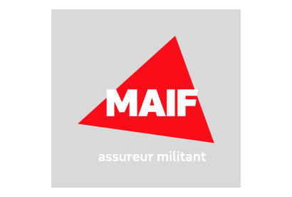 Bloc marque MAIF vertical version rouge signature blanche