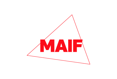 Logo MAIF triangle en mode filaire et nom MAIF rouge logo