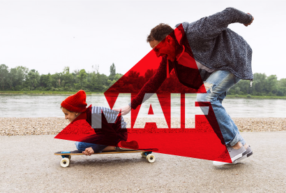 dont logo MAIF transfert sur fond photo