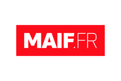 Logo MAIF.FR blanc fond rouge