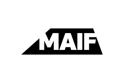 logo MAIF overzoom - déclinaison lettre blanche fond noir