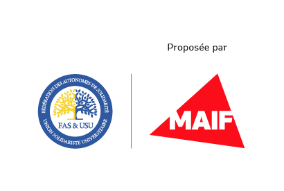 Exemple de cobranding avec logo partenaire FSA&USU filet séparateur logo MAIF