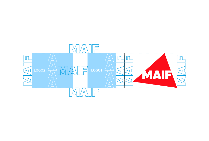 Schema de construction du cobranding avec un logo de forme ronde