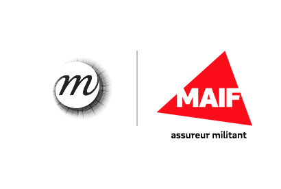 Exemple de cobranding avec logo partenaire grand palais filet séparateur logo MAIF