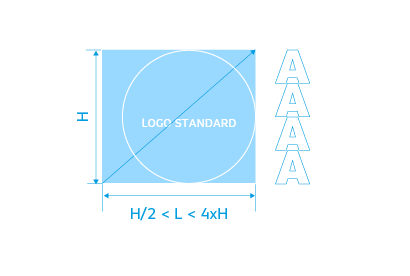 Schéma indiquant le calcul des dimensions pour un logo standard
