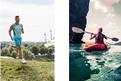 coureur en montagne - une personne en canoë de dos