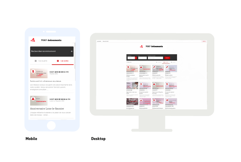 Home du site MAIF événements mobile et desktop