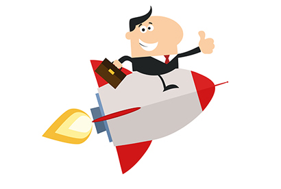 illustration personnage sur une fusée