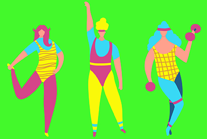 Illustration : 3 femmes en tenue de gymtonique