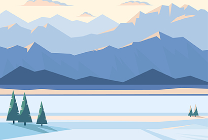 Illustration : paysage de montagne avec un lac