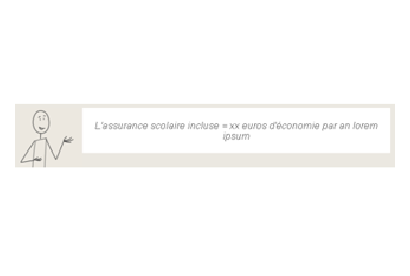 Personnage filaire avec encart de tarif