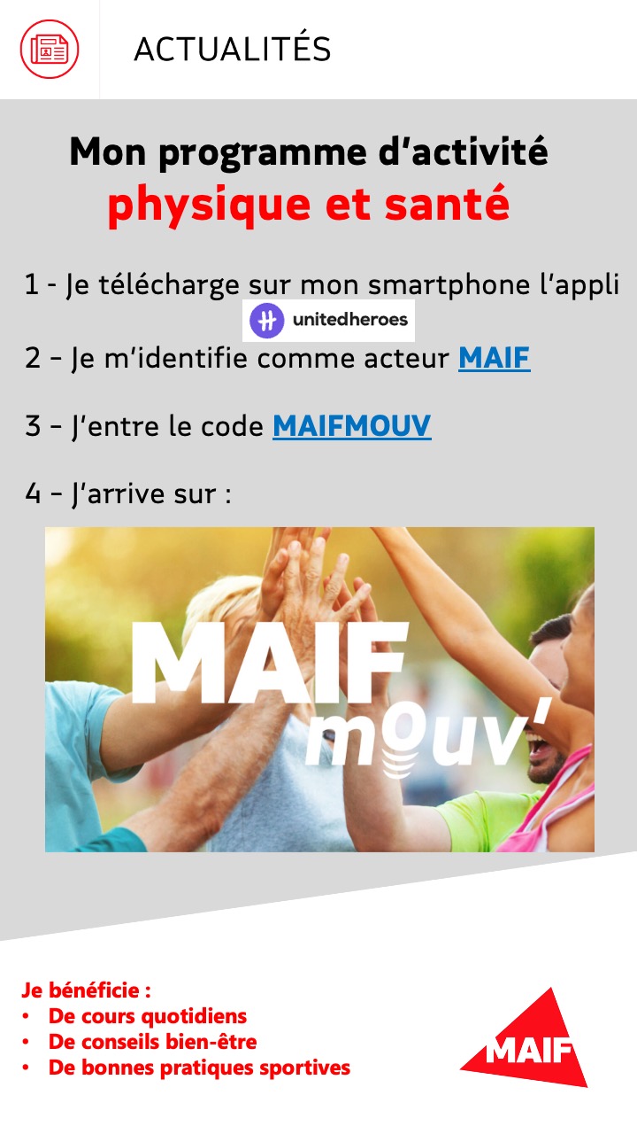 Affiche dynamique ayant pour sujet l'inscription au programme d'activité physique et santé