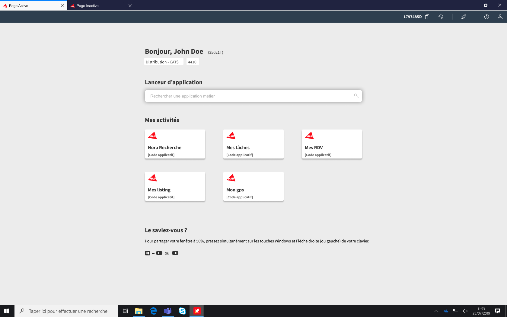 La page d'accueil décrite ci-après