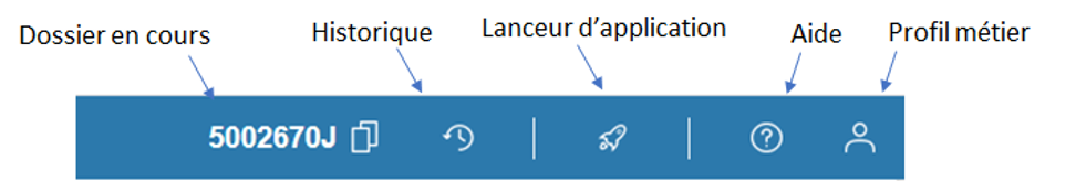 La top bar composée de plusieurs éléments décrits ci-après