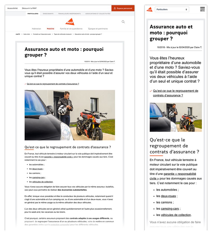 Exemple de page : Assurance auto et moto : pourquoi grouper ?
